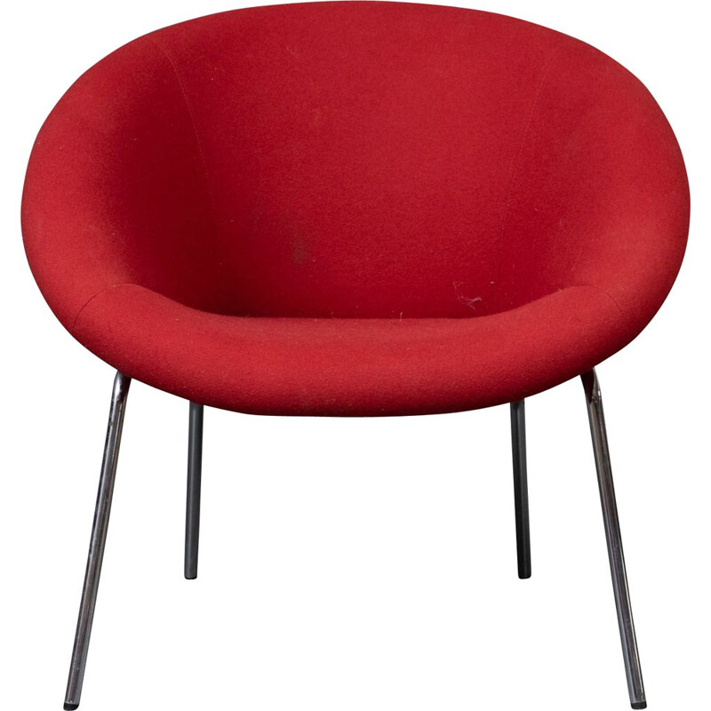 Vintage armchair model 369 in red wool by Walter Knoll, Germany 1950