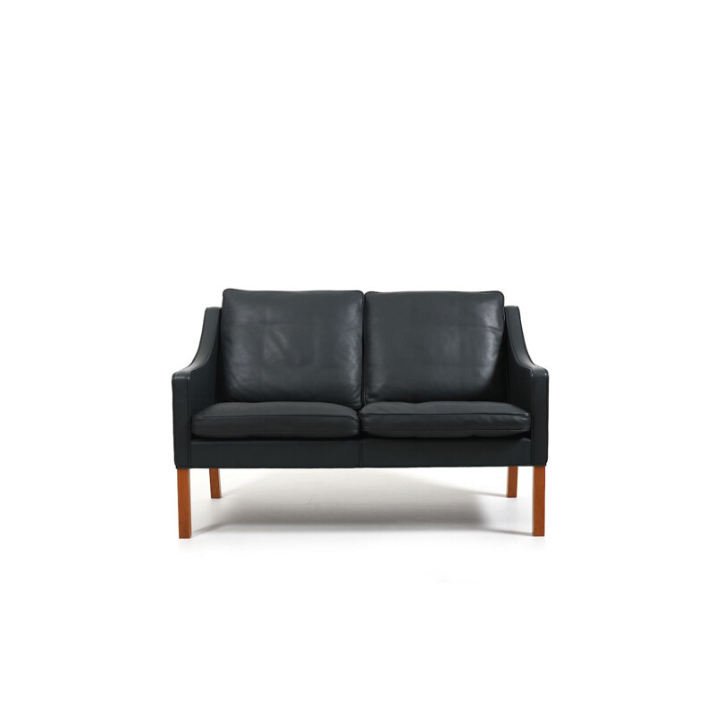 Mid century leather and teak sofa model 2208 by Børge Mogensen for Fredericia Stolefabrik, 1970s