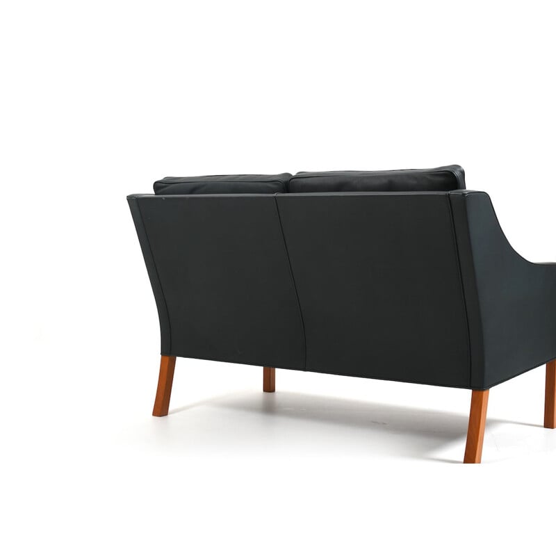 Mid century leather and teak sofa model 2208 by Børge Mogensen for Fredericia Stolefabrik, 1970s