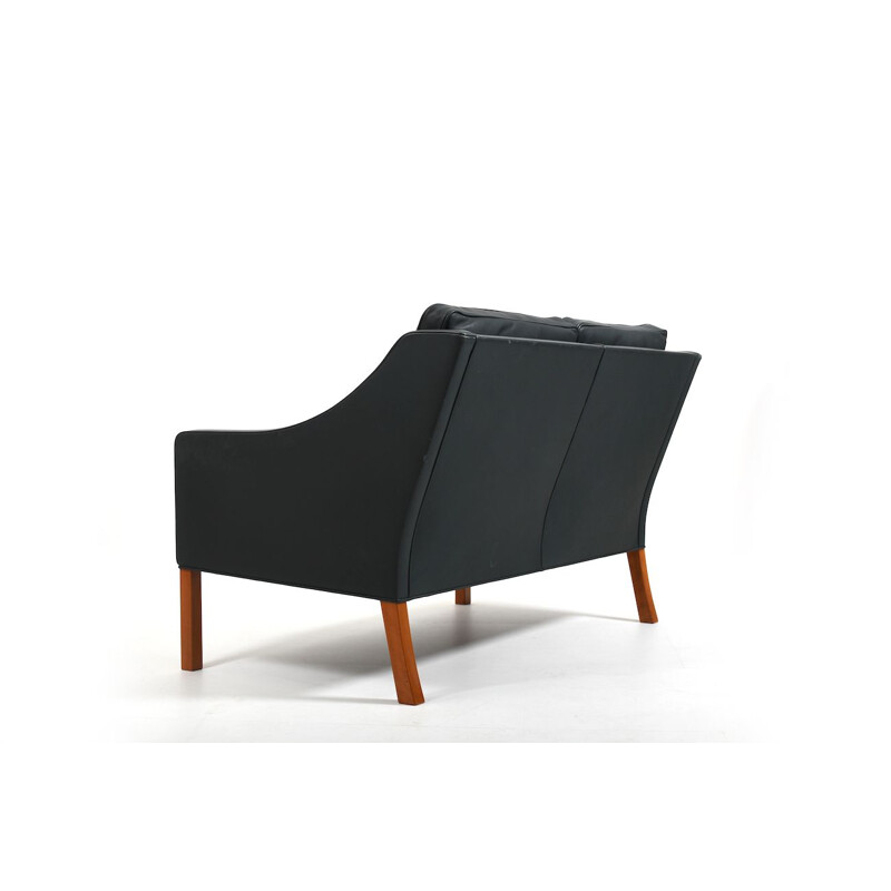 Mid century leather and teak sofa model 2208 by Børge Mogensen for Fredericia Stolefabrik, 1970s