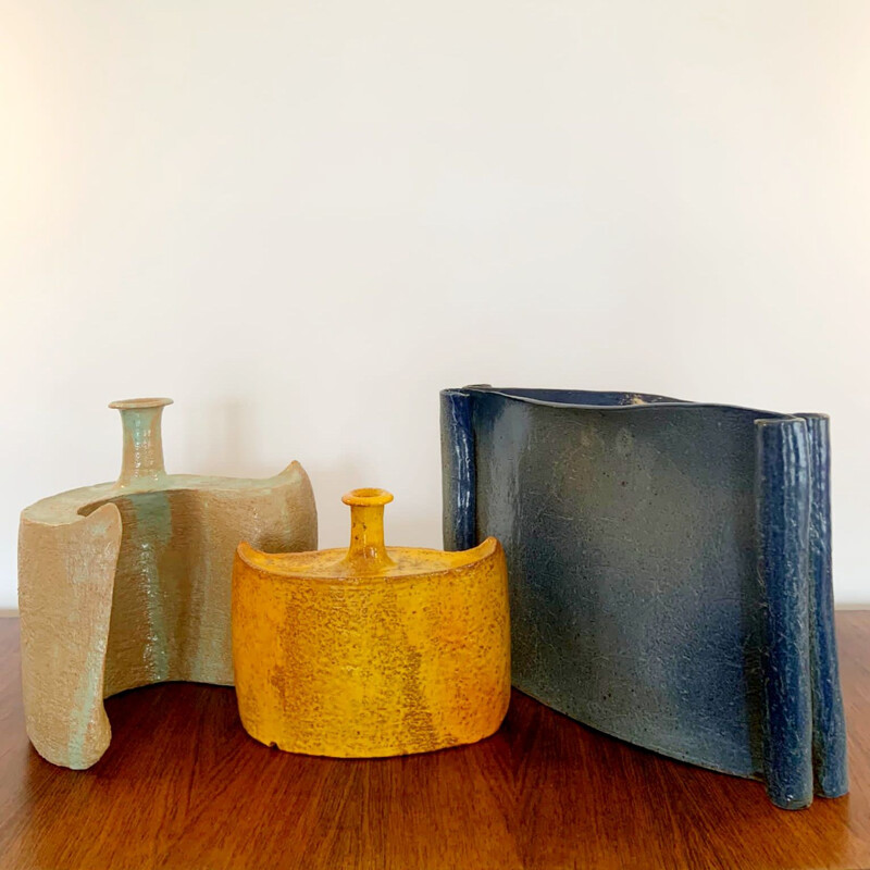 Set of 3 vintage ceramics by Yoshimi Futamura, 1980 -1990