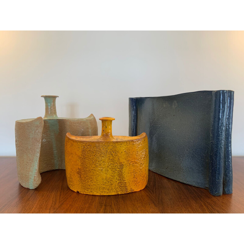 Set of 3 vintage ceramics by Yoshimi Futamura, 1980 -1990