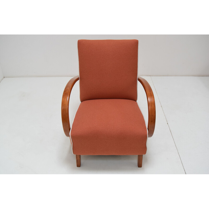 Mid-century fabric and wood armchair by Jindrich Halabala, Czechoslovakia 1950s