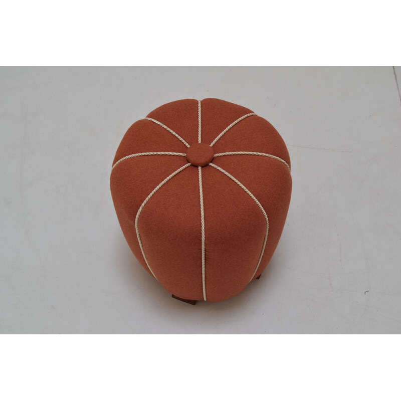 Art Deco vintage pouf by Jindrich Halabala, Czechoslovakia 1940s