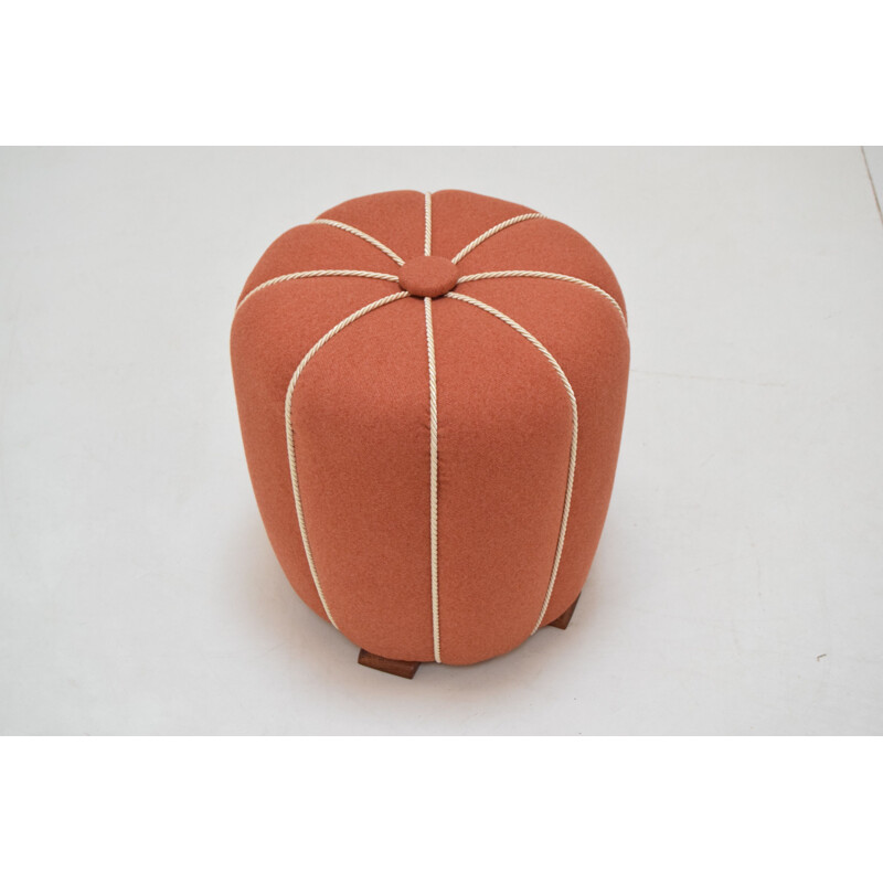 Art Deco vintage pouf by Jindrich Halabala, Czechoslovakia 1940s