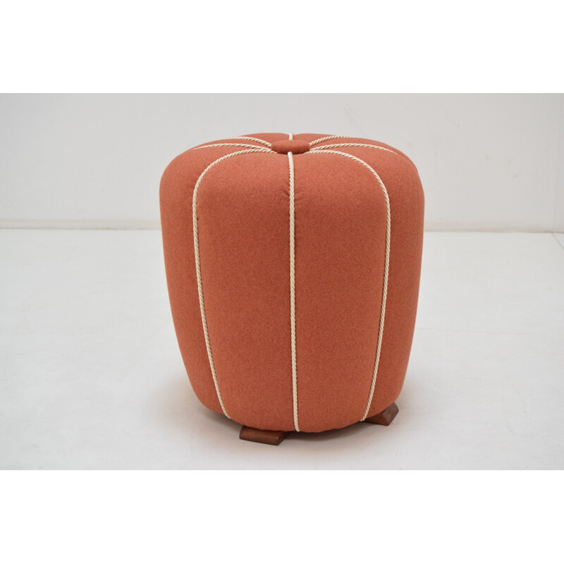 Art Deco vintage pouf by Jindrich Halabala, Czechoslovakia 1940s