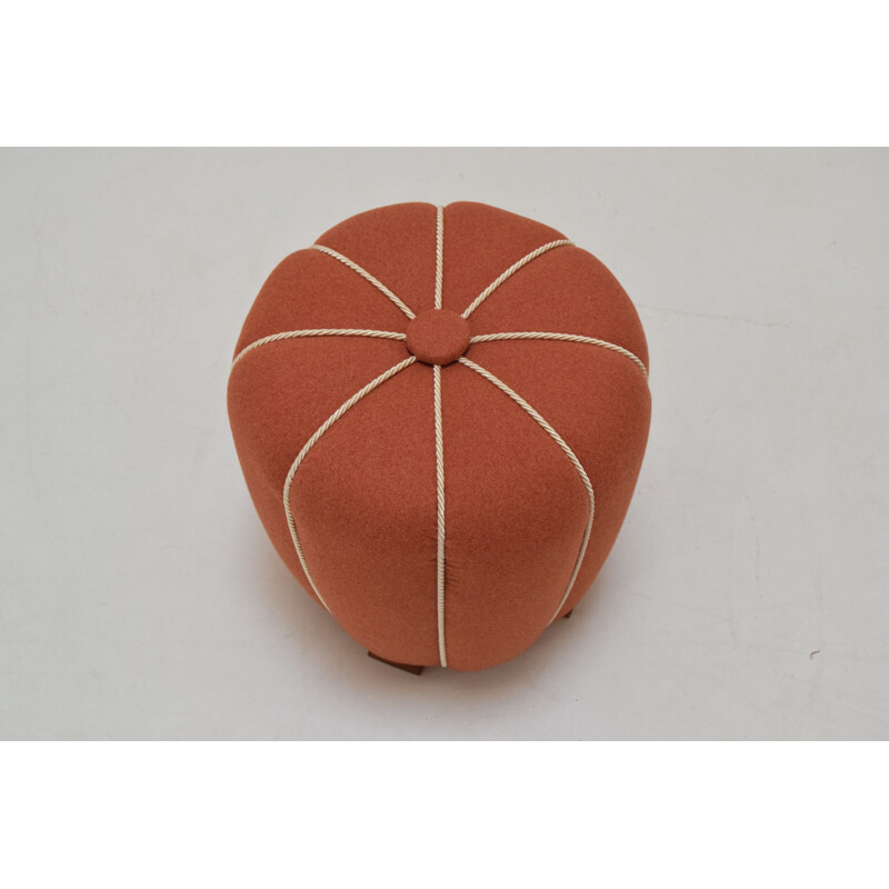 Art Deco vintage pouf by Jindrich Halabala, Czechoslovakia 1940s