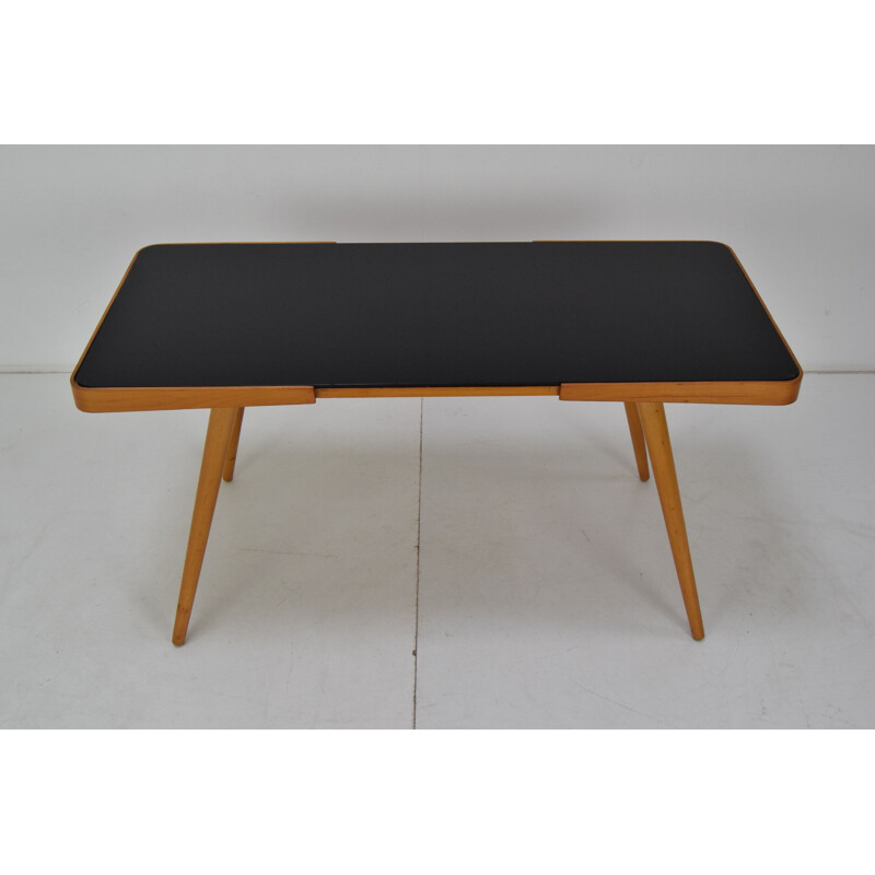 Mid-century wood and opaxite glass coffee table by Miroslav Navrátil, Czechoslovakia 1960s