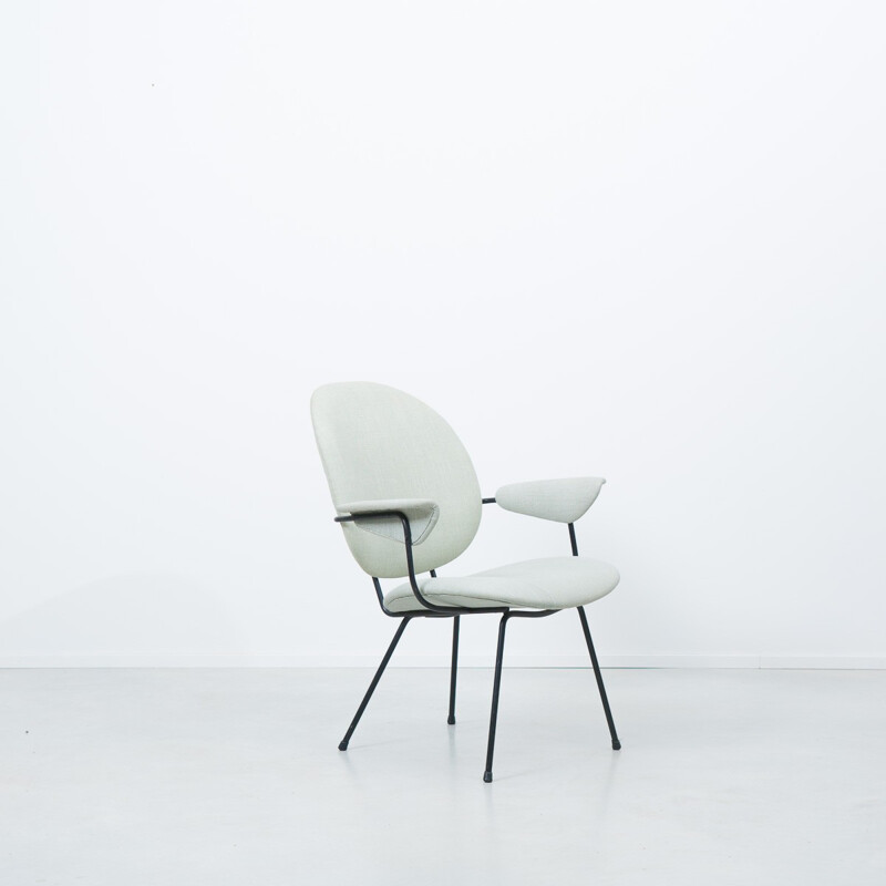 Kembo "302" oval chair in linen , WH Gispen - 1950s