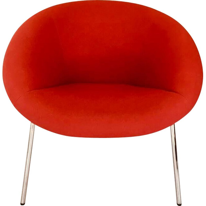 Vintage armchair model 369 in red wool by Walter Knoll, Germany 1950