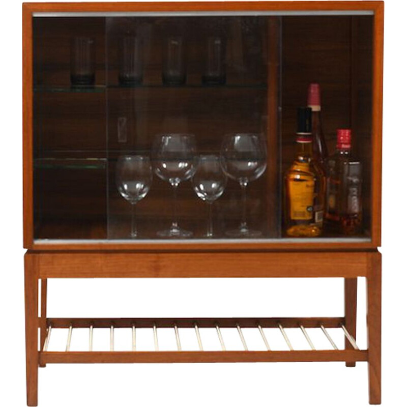 Vintage Danish bar cabinet in teak and walnut, 1950s