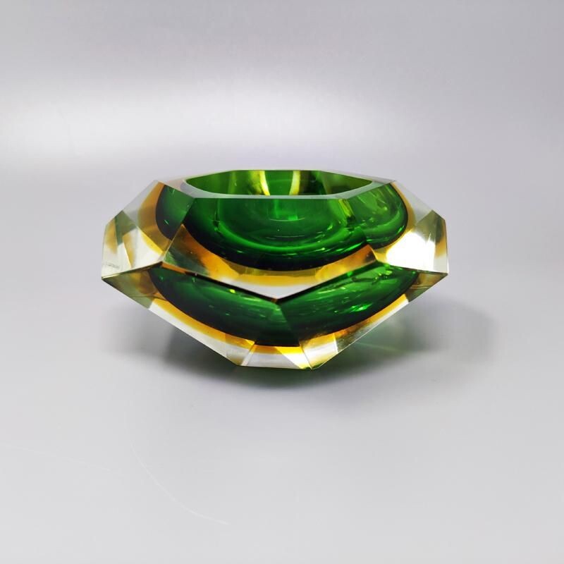 Vintage green ashtray by Flavio Poli for Seguso, Italy 1960s