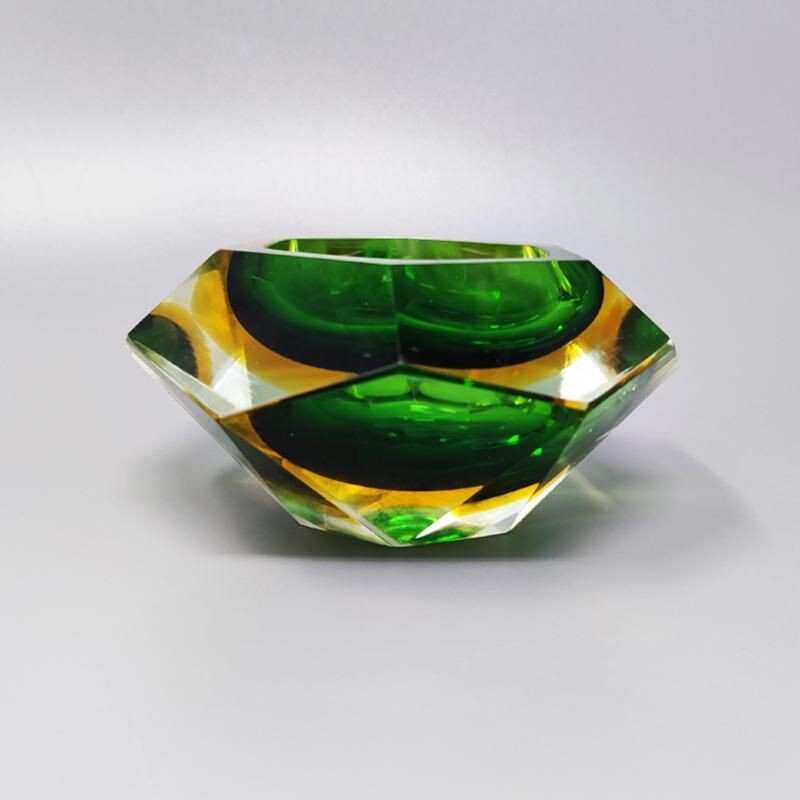 Vintage green ashtray by Flavio Poli for Seguso, Italy 1960s