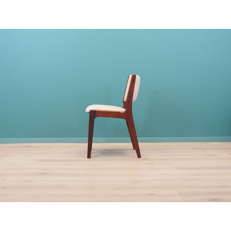 Set of 4 vintage teak and fabric chairs by Henning Kjaernulf, Denmark 1970s