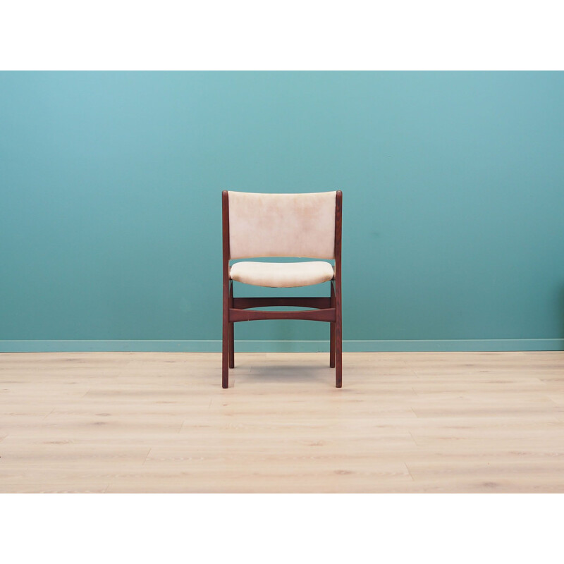 Set of 4 vintage teak and fabric chairs by Henning Kjaernulf, Denmark 1970s