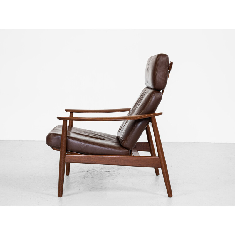 Mid century lounge chair in teak and leather by Arne Vodder for France & Søn, Denmark 1960s