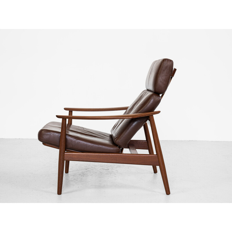 Vintage-Lounge-Sessel aus Teakholz und Leder von Arne Vodder für France