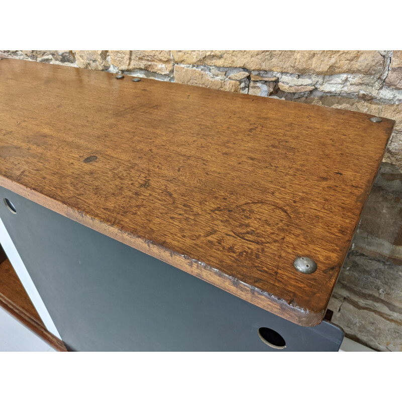 Vintage black and white mahogany Bloc sideboard by Charlotte Perriand, 1950