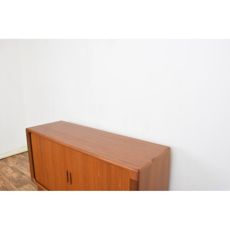 Mid-century Danish teak highboard with tambour doors from Dyrlund, 1960s