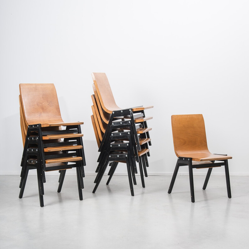 Set of four E & A Pollack bent chairs, Roland RAINER - 1950s