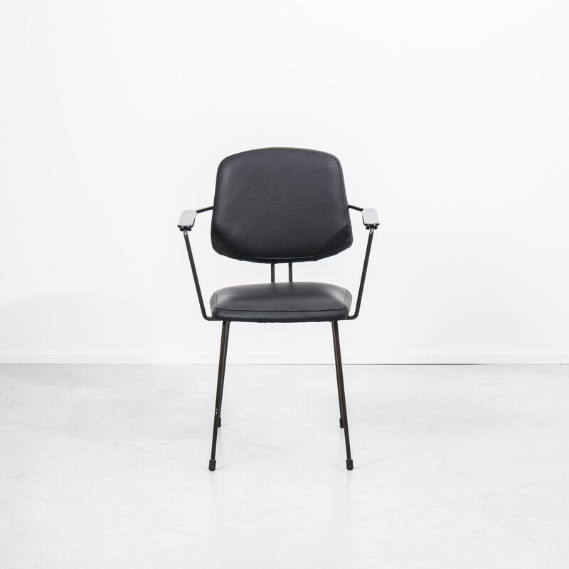 Elsrijk armchair in black leather, Rudolf WOLF - 1950s