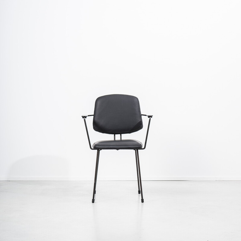 Elsrijk armchair in black leather, Rudolf WOLF - 1950s