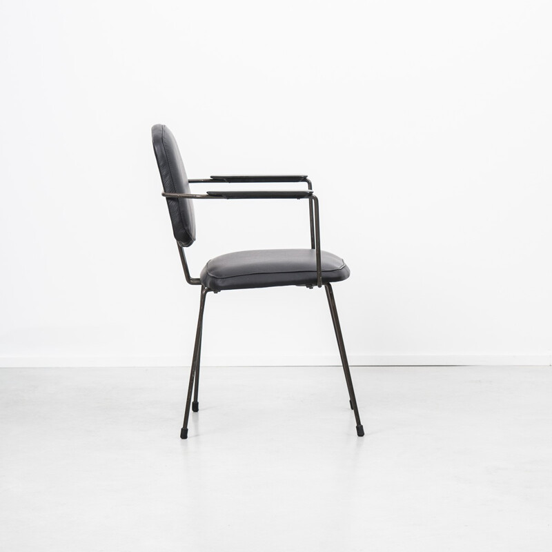 Elsrijk armchair in black leather, Rudolf WOLF - 1950s