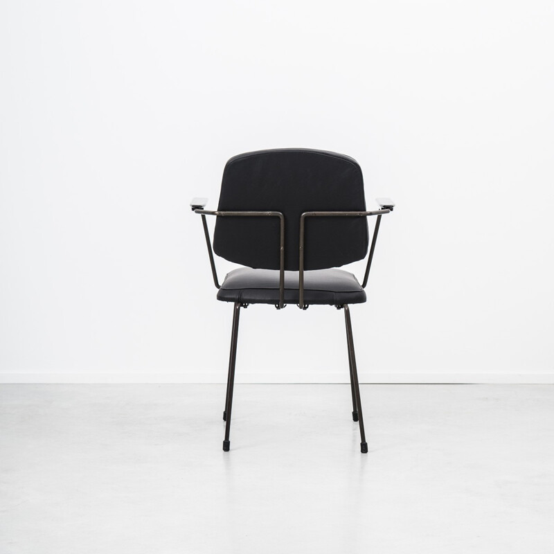 Elsrijk armchair in black leather, Rudolf WOLF - 1950s