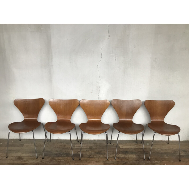 Set of 10 vintage Butterfly 3107 teak chairs by Arne Jacobsen for Fritz Hansen, 1970-1980