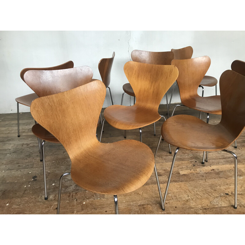 Lot de 10 chaises vintage Butterfly 3107 en teck par Arne Jacobsen pour Fritz Hansen, 1970-1980
