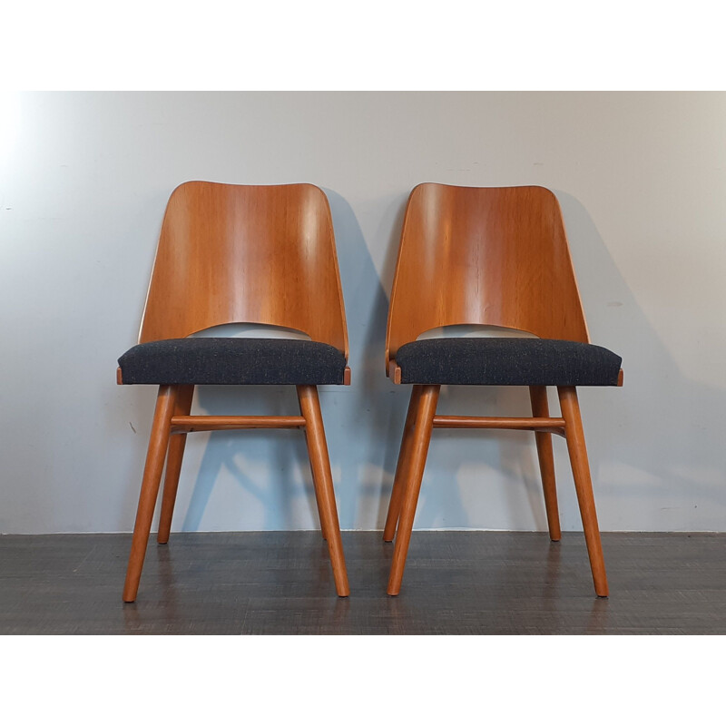 Pair of vintage 514 chairs by Lubomir Hofman for TON, Czechoslovakia 1960