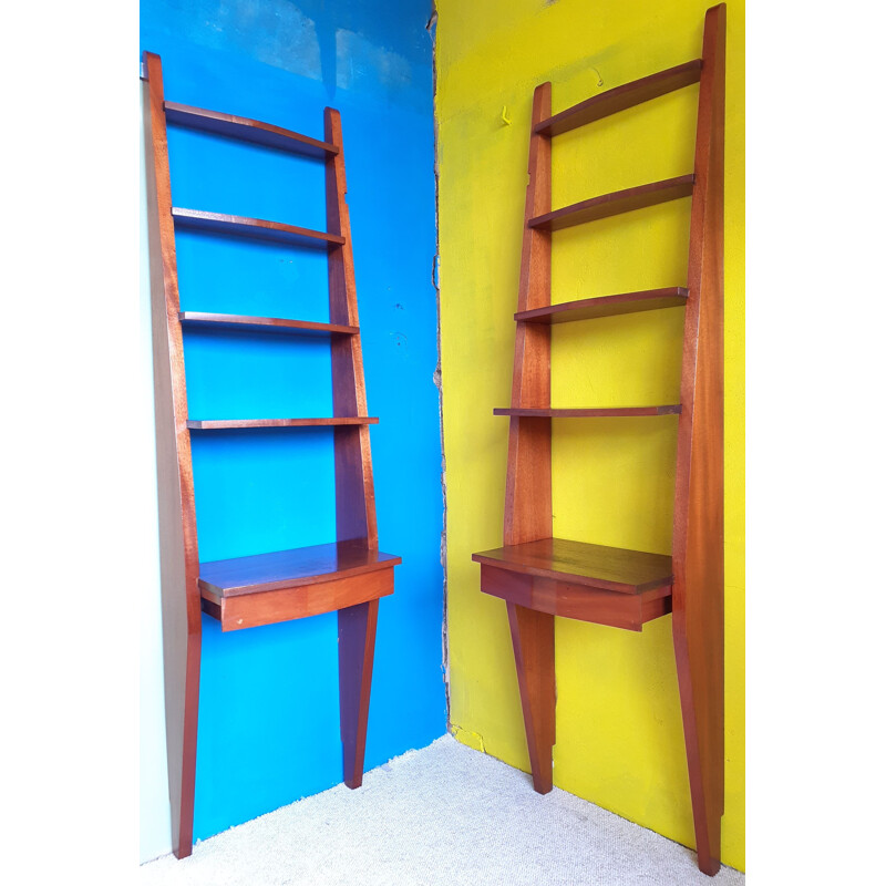 Pair of vintage solid wood shelves by Sipo, 1960