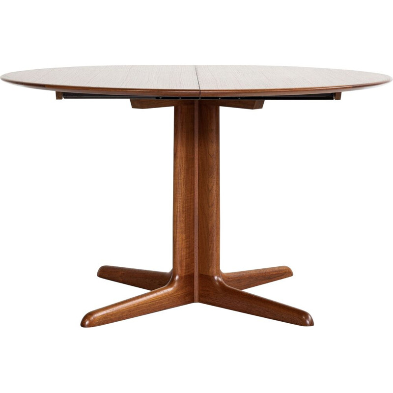 Mid century Danish round dining table in teak with 2 extensions by Dyrlund, 1960s