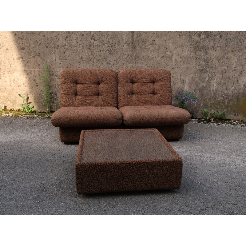Set of vintage sofa and coffee table by Steiner, France 1970