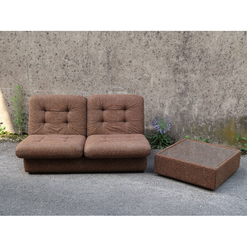 Set of vintage sofa and coffee table by Steiner, France 1970