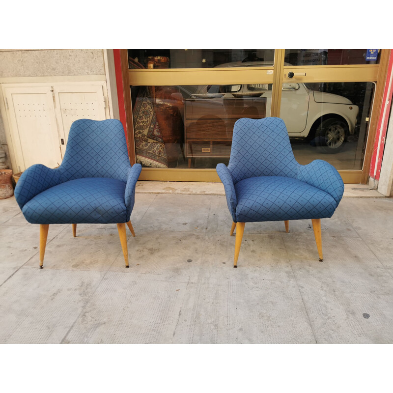 Pair of vintage armchairs by Bruno Munari, 1950s