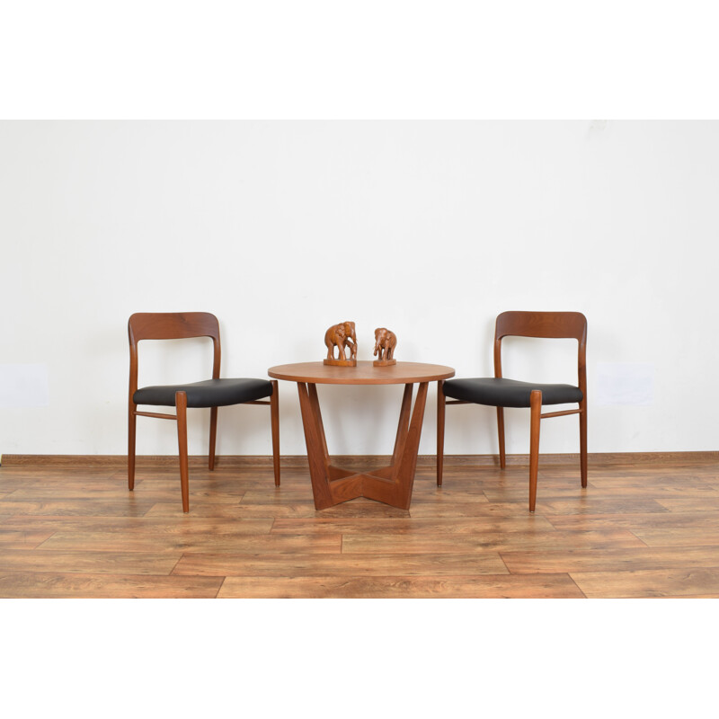 Set of 4 mid-century Danish teak & leather dining chairs by N. O. Møller for J.L. Møller, 1960s