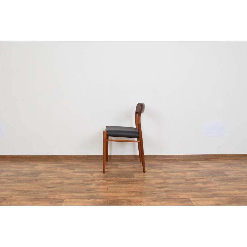 Set of 4 mid-century Danish teak & leather dining chairs by N. O. Møller for J.L. Møller, 1960s