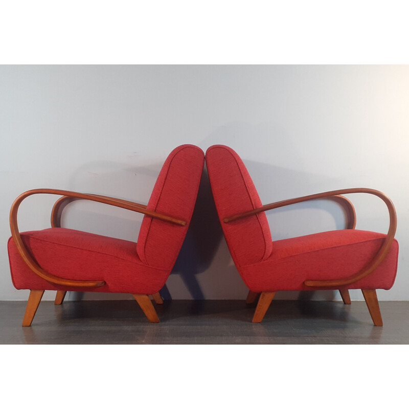Paar vintage Tsjechische art-deco fauteuils van Jindrich Halabala, 1940