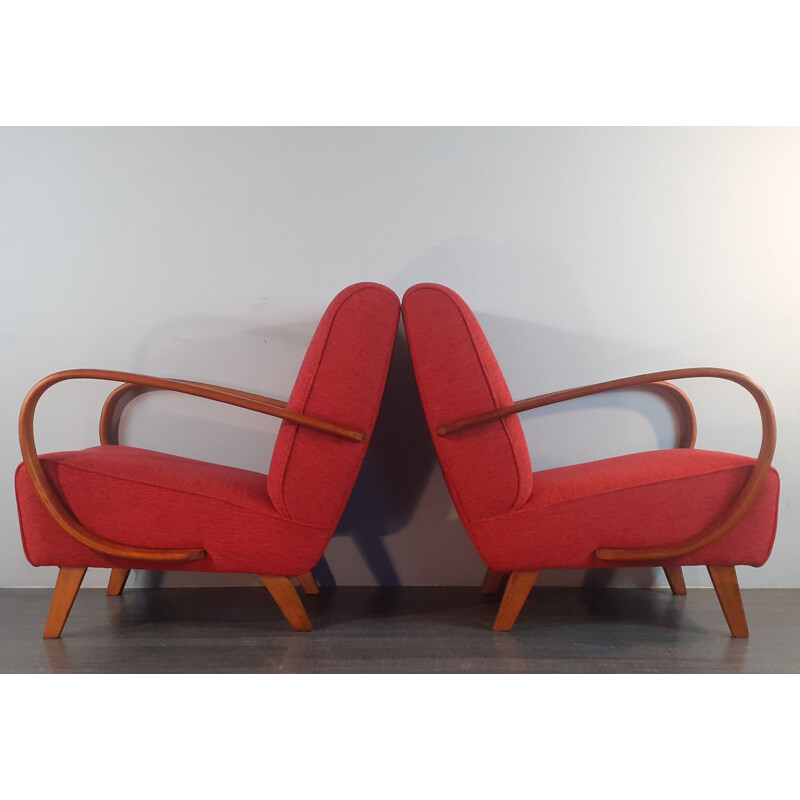 Pair of vintage Czech art-deco armchairs by Jindrich Halabala, 1940