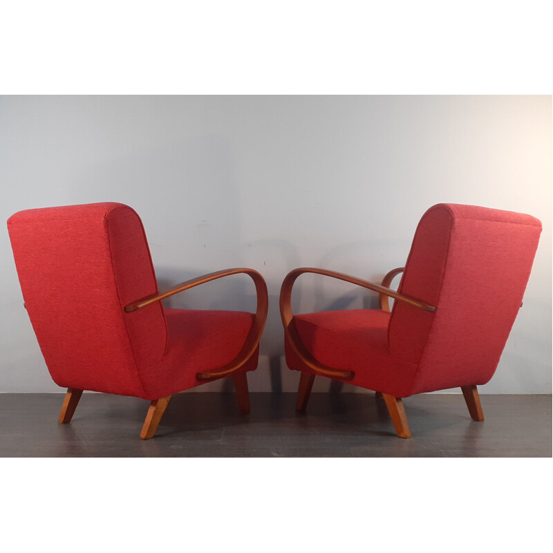 Pair of vintage Czech art-deco armchairs by Jindrich Halabala, 1940