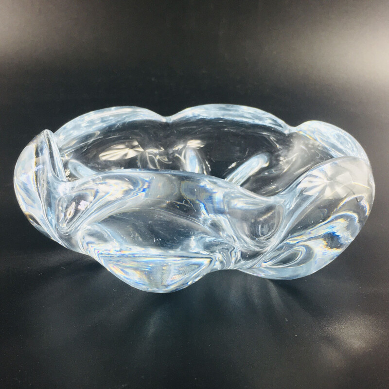 Vintage Stella Polaris crystal bowl by Vicke Lindstrand for Orrefors, Sweden 1970s