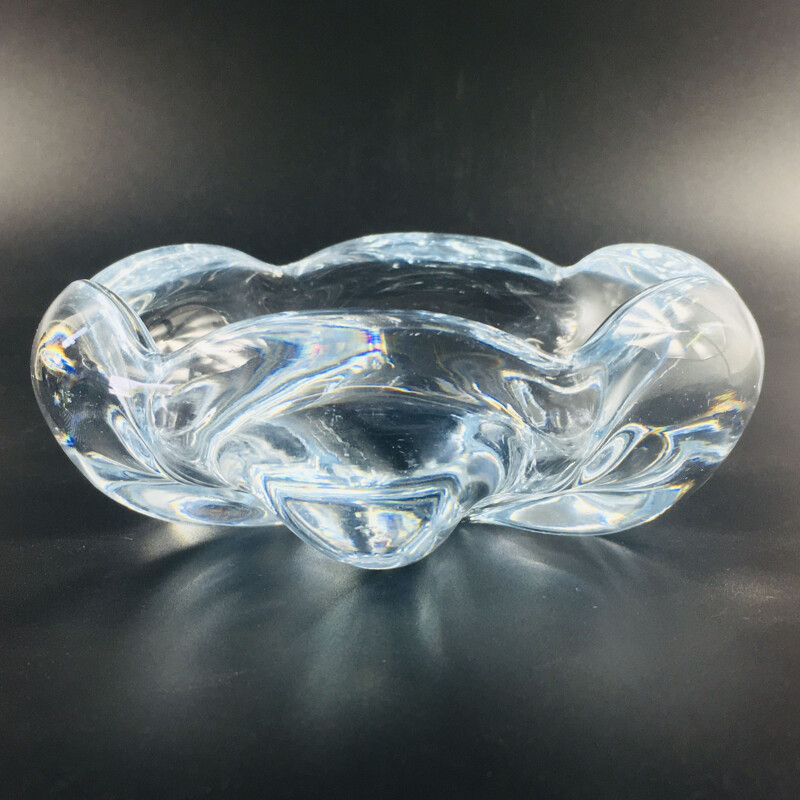 Vintage Stella Polaris crystal bowl by Vicke Lindstrand for Orrefors, Sweden 1970s