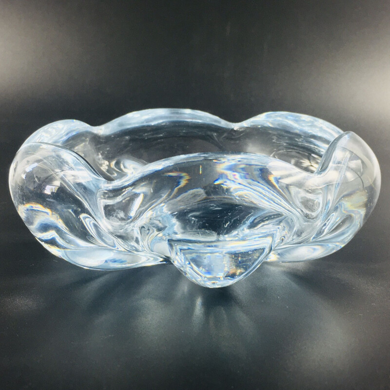 Vintage Stella Polaris crystal bowl by Vicke Lindstrand for Orrefors, Sweden 1970s