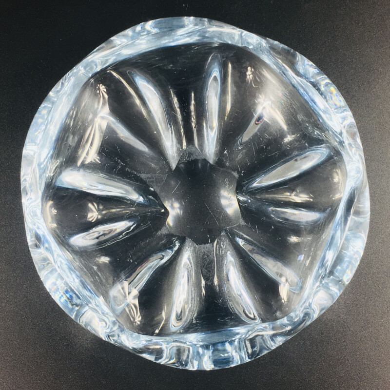 Vintage Stella Polaris crystal bowl by Vicke Lindstrand for Orrefors, Sweden 1970s