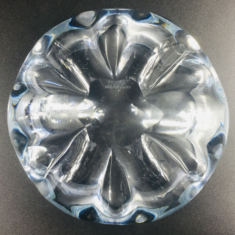 Vintage Stella Polaris crystal bowl by Vicke Lindstrand for Orrefors, Sweden 1970s