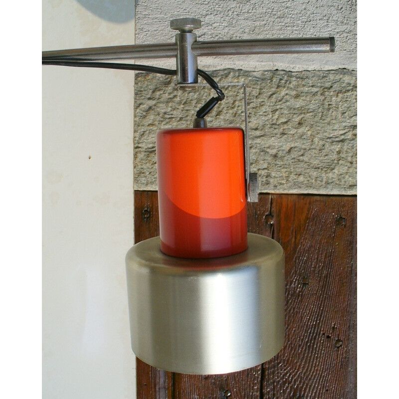 Italian Stilux floor lamp in marble and orange steel - 1950s