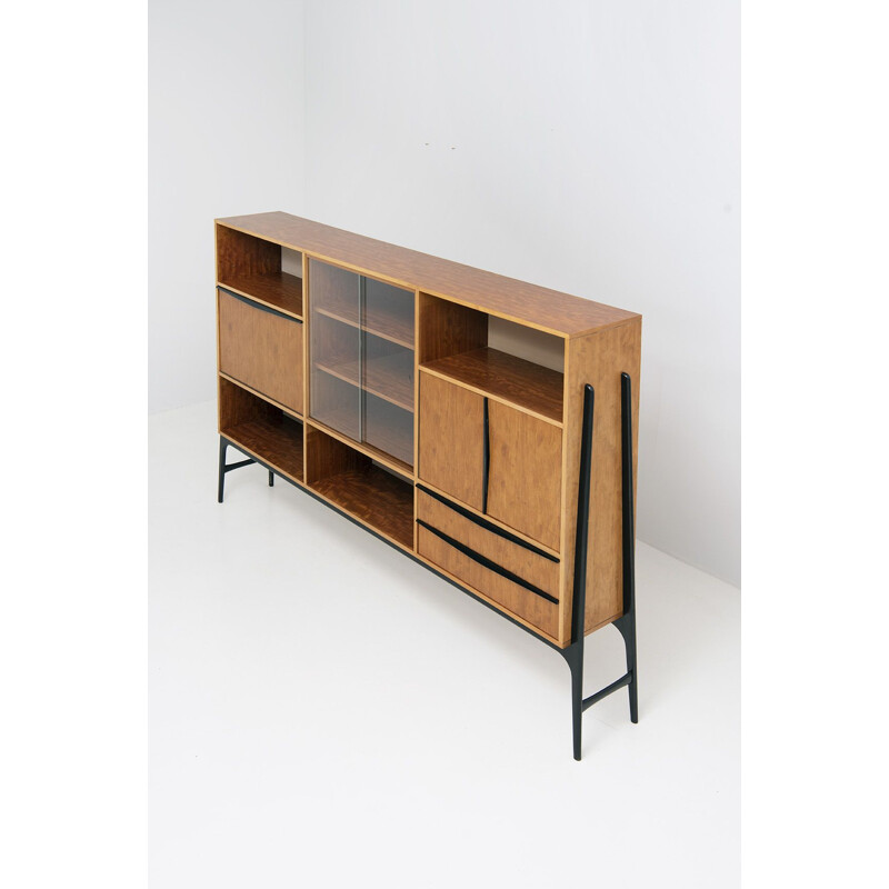 Vintage high bookcase by Alfred Hendrickx for Belform, Belgium 1950s