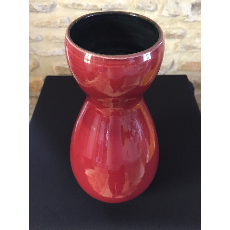 Vase vintage rouge d'ACCOLAY