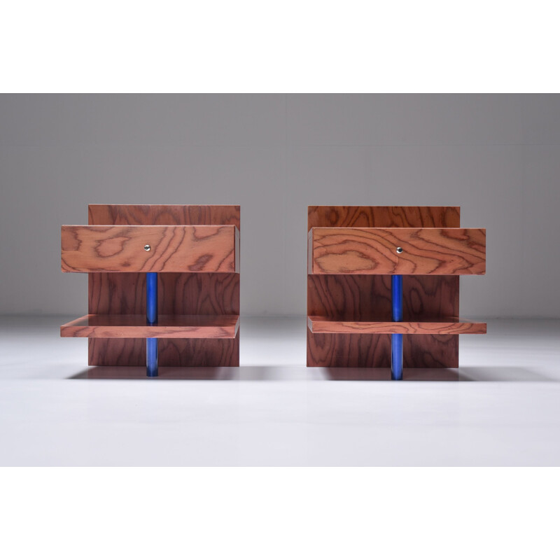 Pair of mid century side tables by Ettore Sottsass for Leitner, 1970s